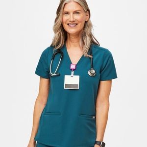 Figs Casma top and Yola pant in Caribbean Blue